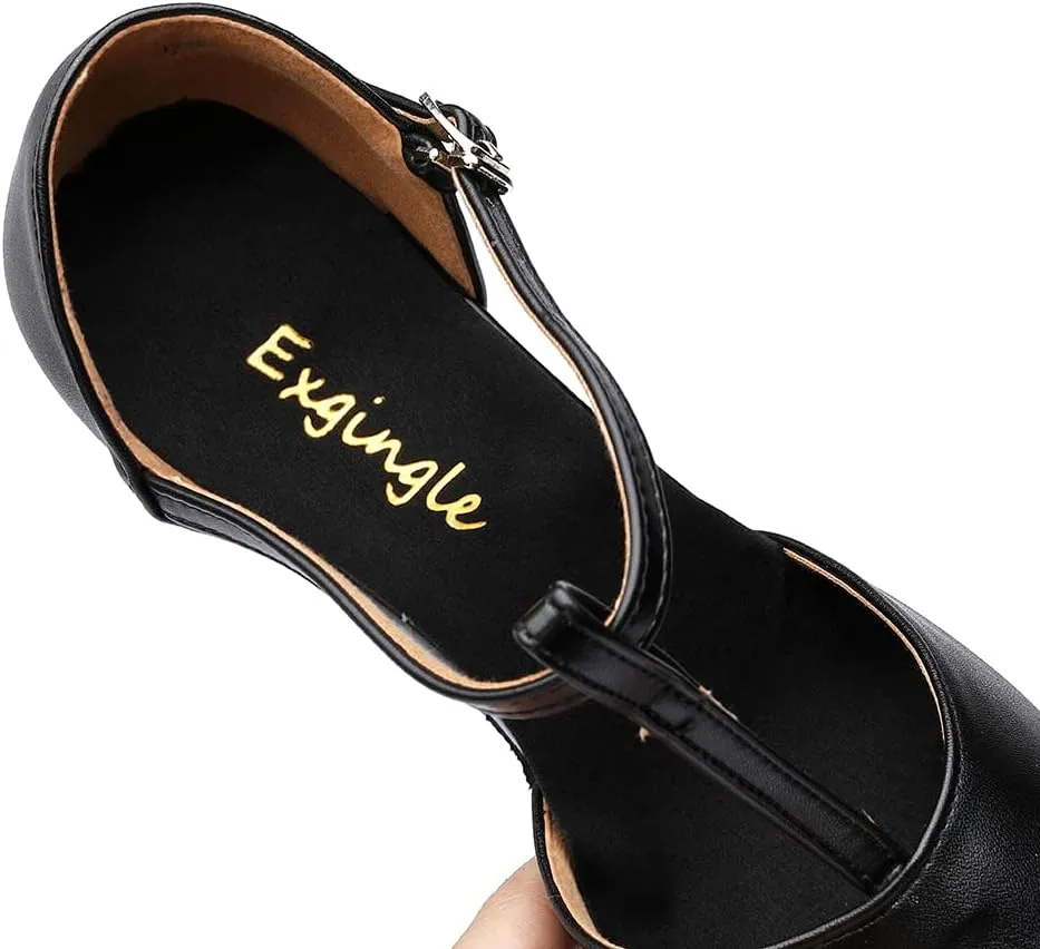 Exgingle Black Dance Heels for Women Jazz Dancing Shoes for Girls Contemporary Shoes