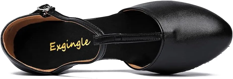 Exgingle Black Dance Heels for Women Jazz Dancing Shoes for Girls Contemporary Shoes