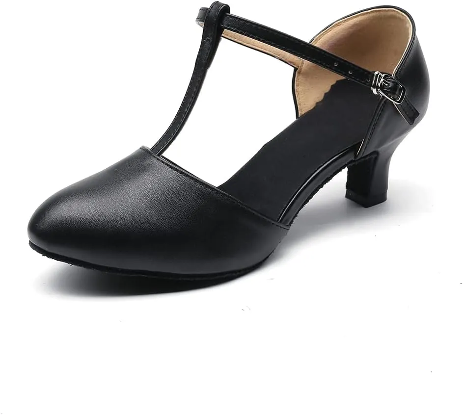 Exgingle Black Dance Heels for Women Jazz Dancing Shoes for Girls Contemporary Shoes