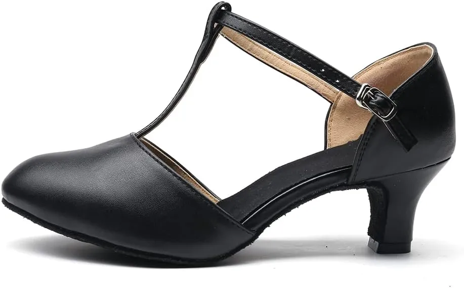 Exgingle Black Dance Heels for Women Jazz Dancing Shoes for Girls Contemporary Shoes