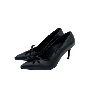 Fairy Glass black leather pumps
