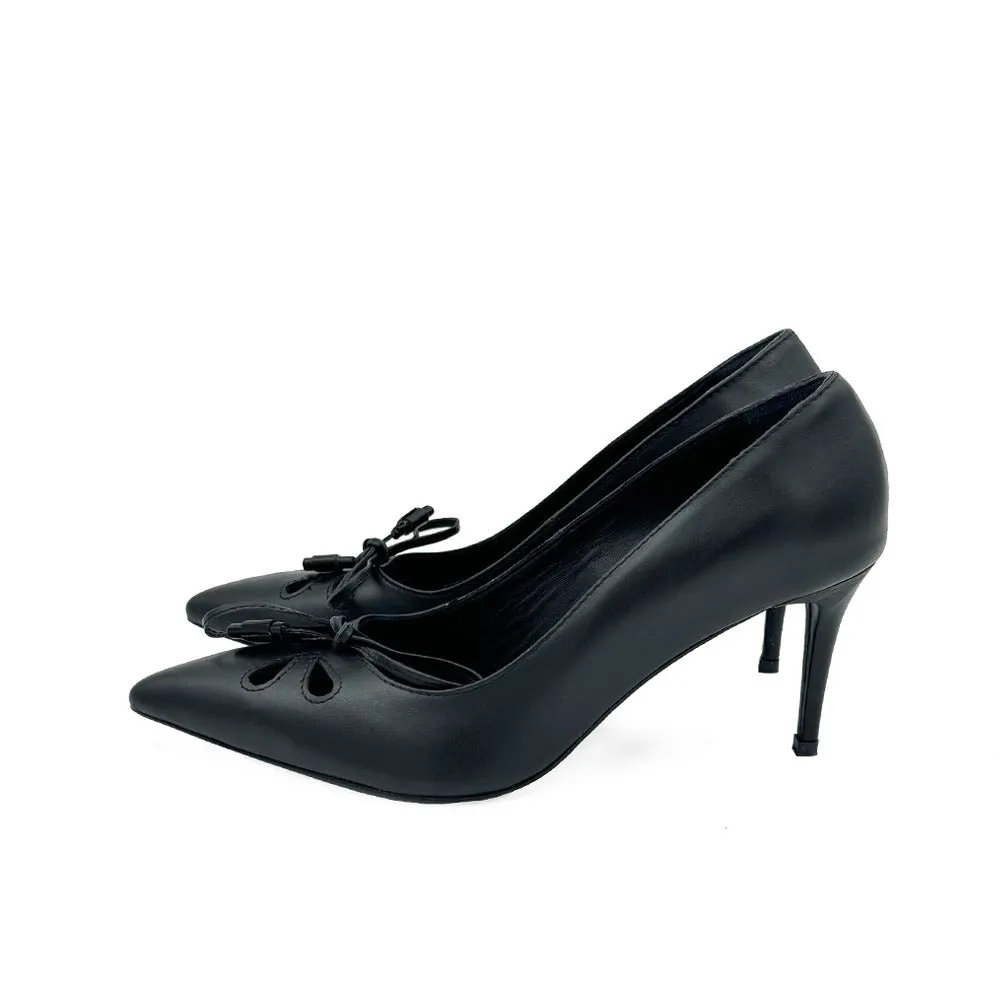 Fairy Glass black leather pumps