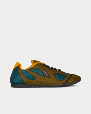 Flat Synthetic Fiber Green Low Top Sneakers