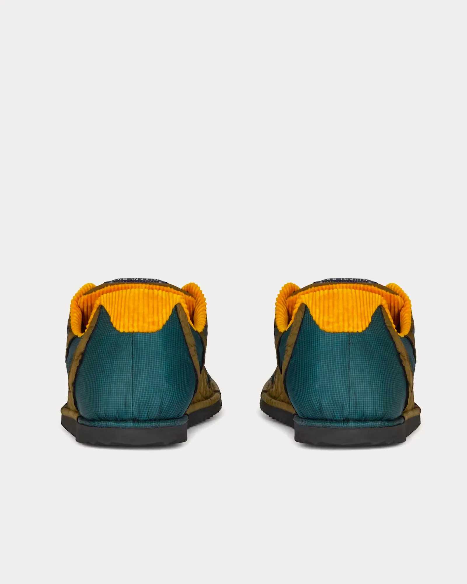 Flat Synthetic Fiber Green Low Top Sneakers