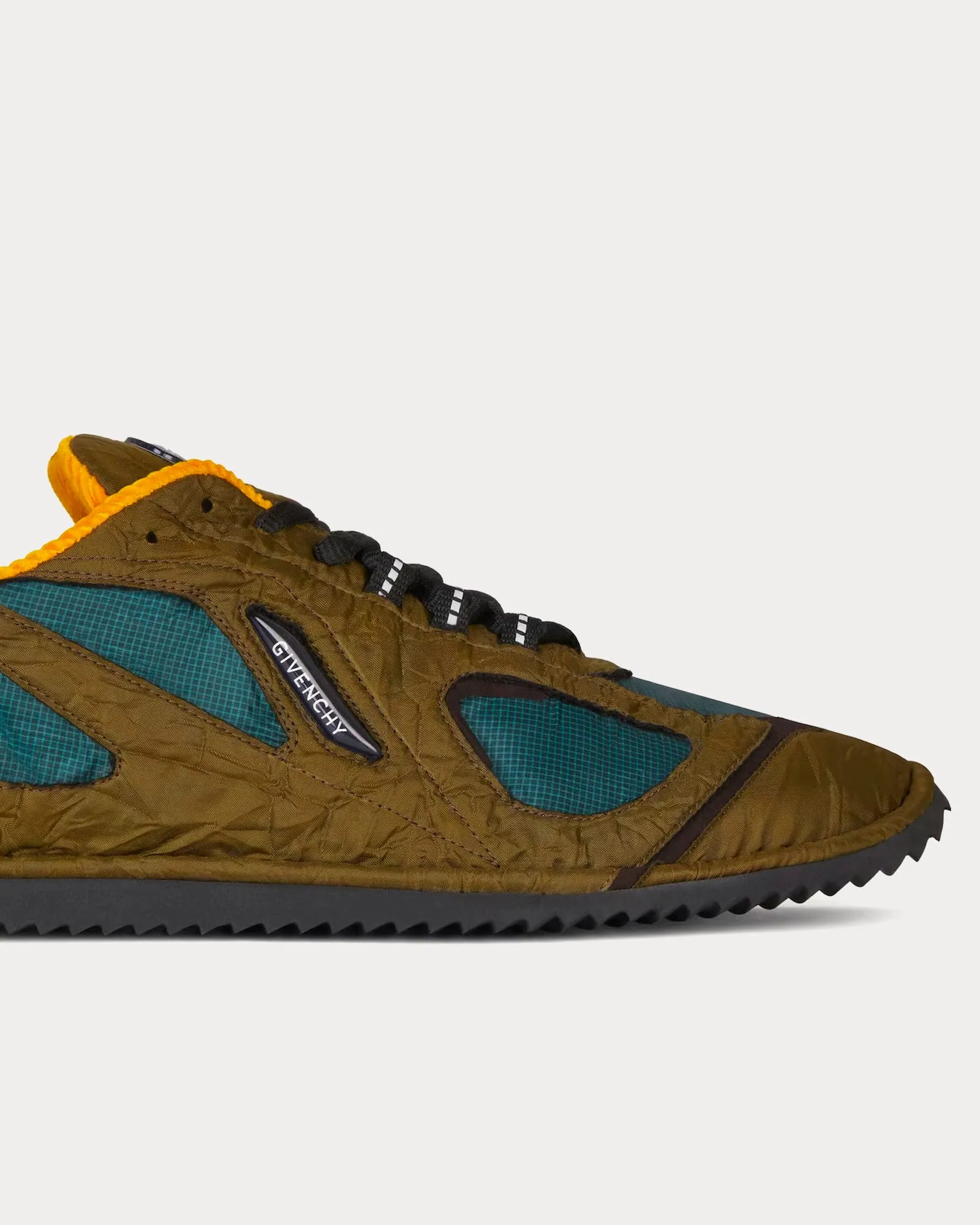 Flat Synthetic Fiber Green Low Top Sneakers