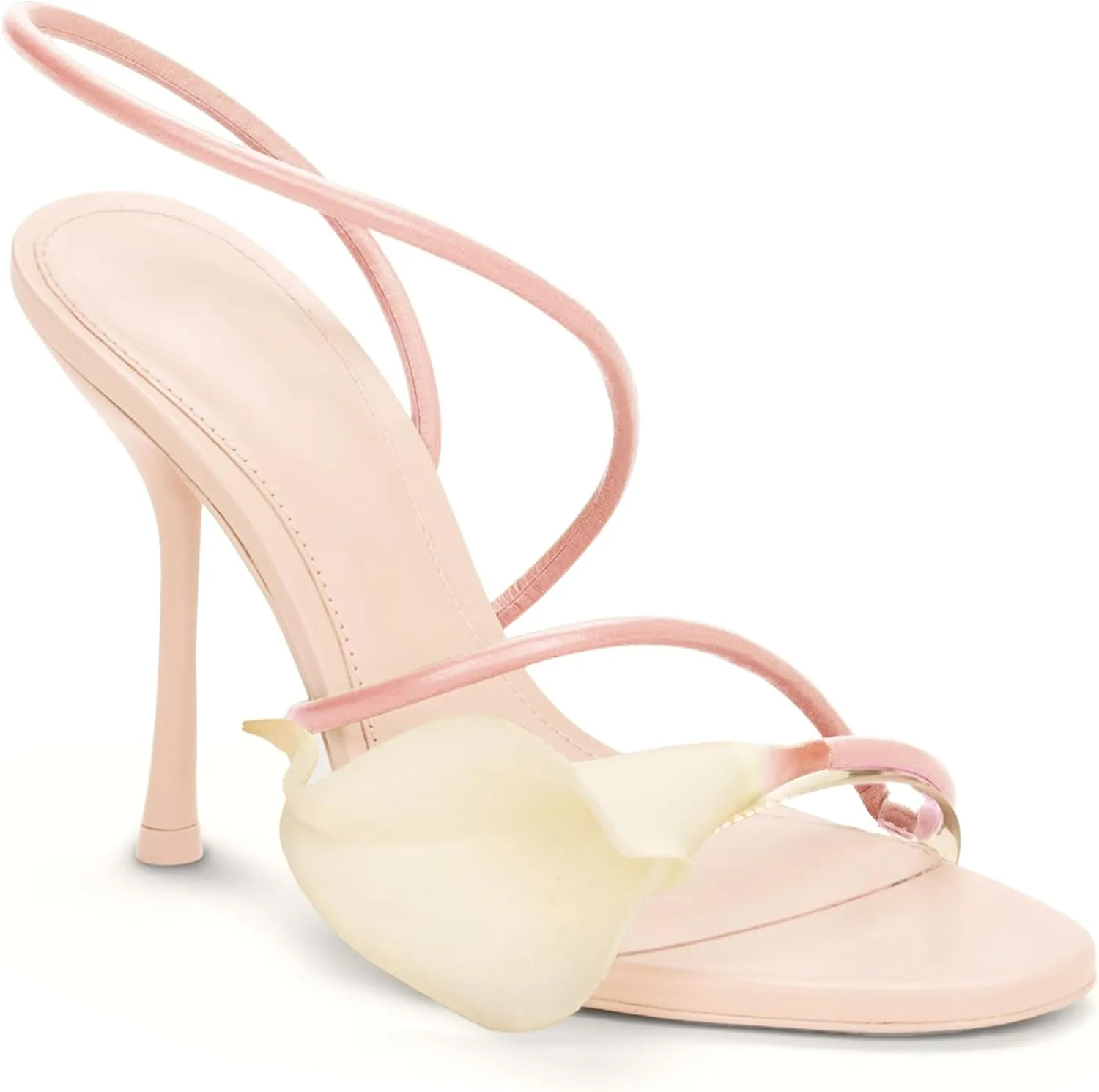 Flower High Heels for Women Calla Lily Open Toe Floral Stilettos Heels Sexy Strappy Wedding Birthday Dressy Heeled Sandals