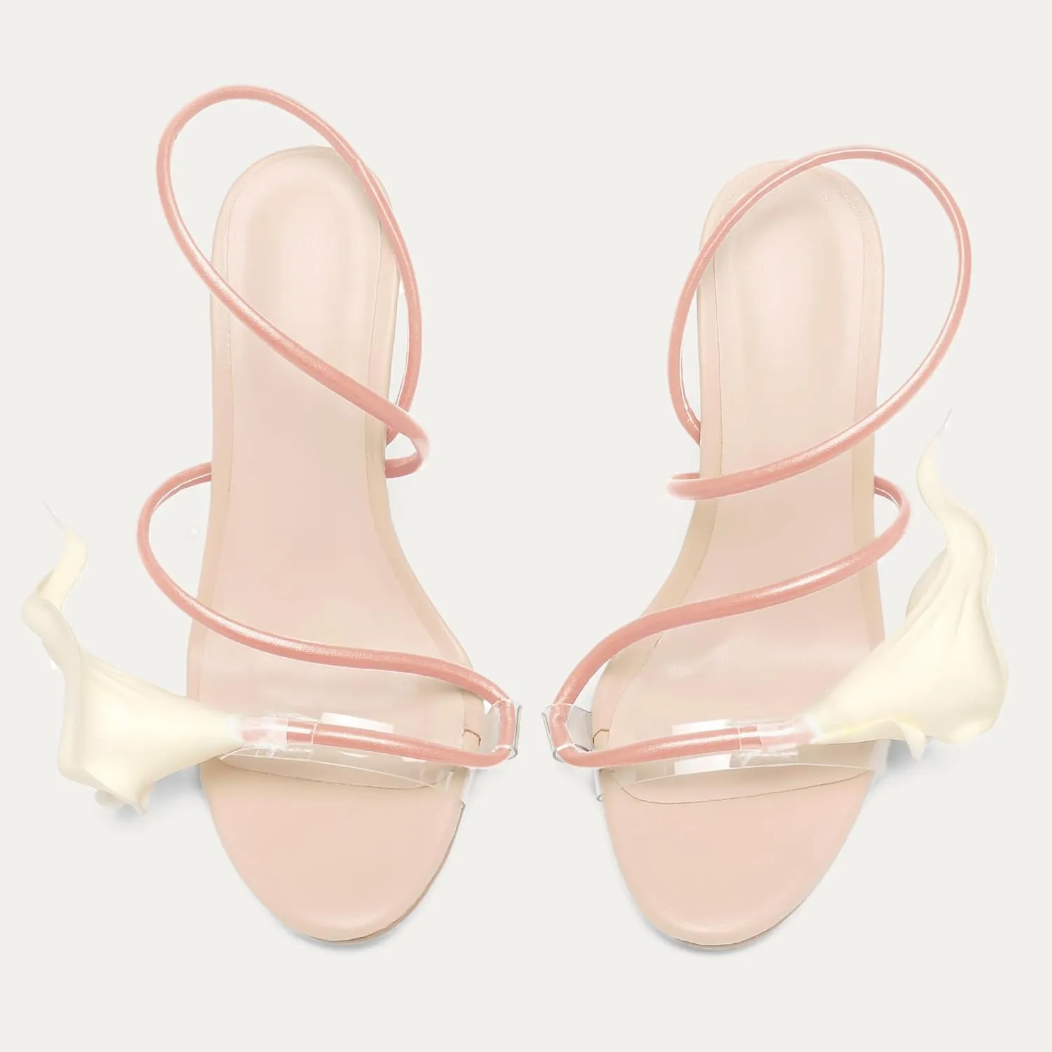 Flower High Heels for Women Calla Lily Open Toe Floral Stilettos Heels Sexy Strappy Wedding Birthday Dressy Heeled Sandals