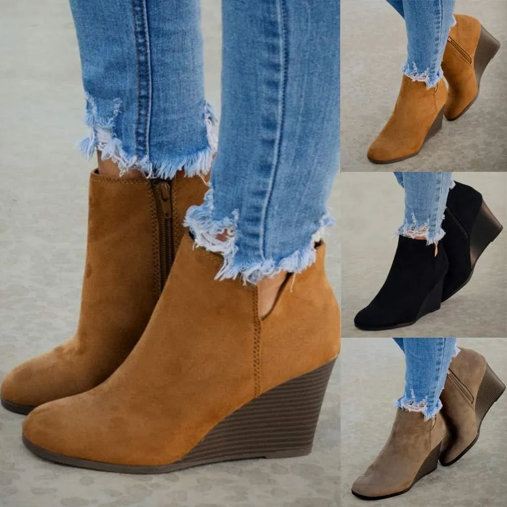Gibobby Ankle Booties for Women Low Heel Dressy Fashion Pointed Toe Faux Stacked Chunky Heels Side Zipper Booties Shoes