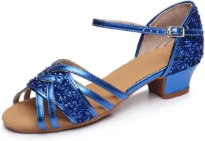 Girls Glittering Tango Latin Dance Shoes Silk Ballroom Salsa Tango Professional Performance Practice Dance Shoes