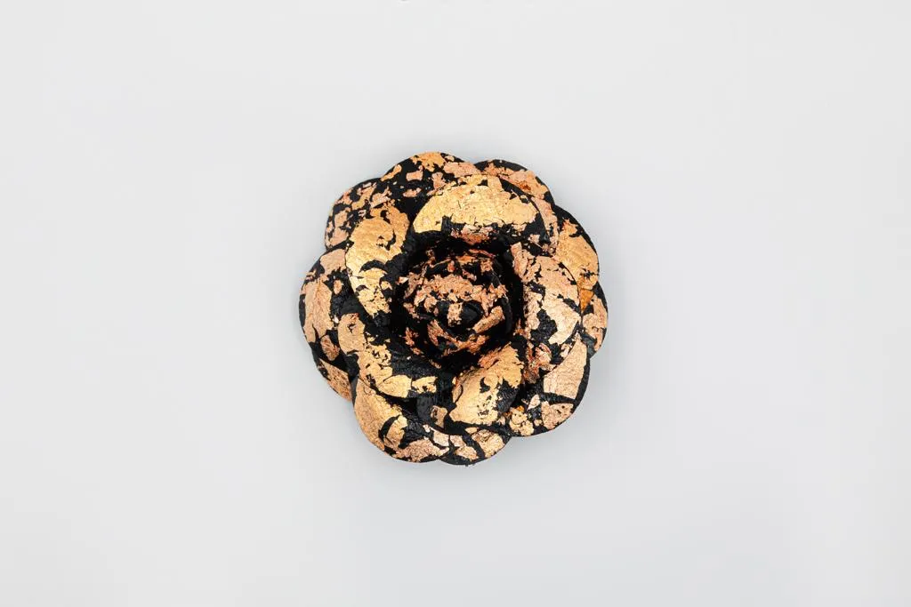 Gold Plated Black Rose Shoe Clip