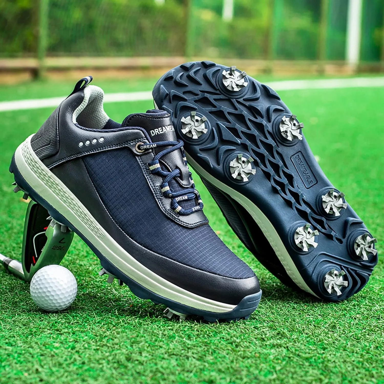 Golf Shoes for Mens Spiked Waterproof Sneakers Comfortable Anti-Slip Breathable Soft
