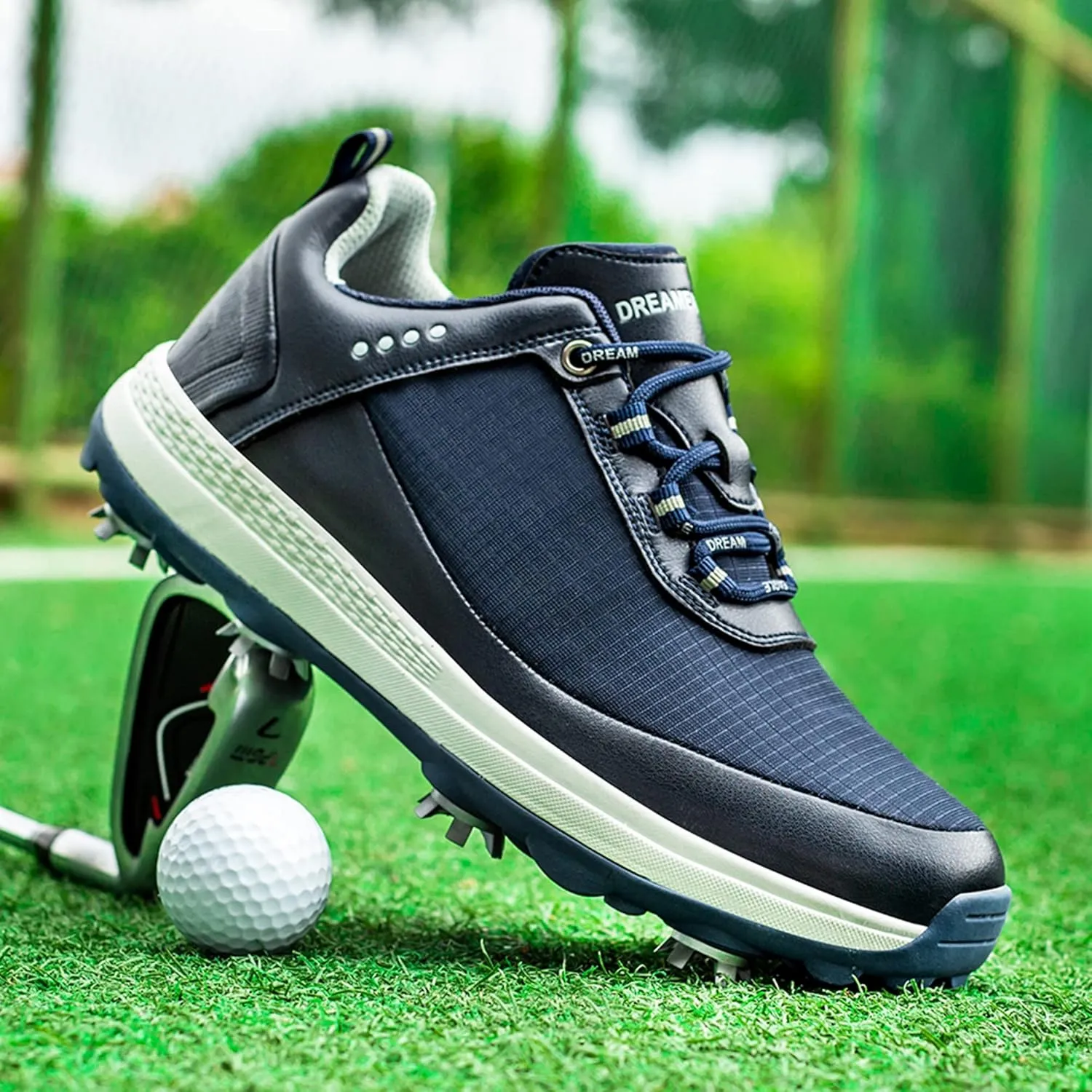 Golf Shoes for Mens Spiked Waterproof Sneakers Comfortable Anti-Slip Breathable Soft