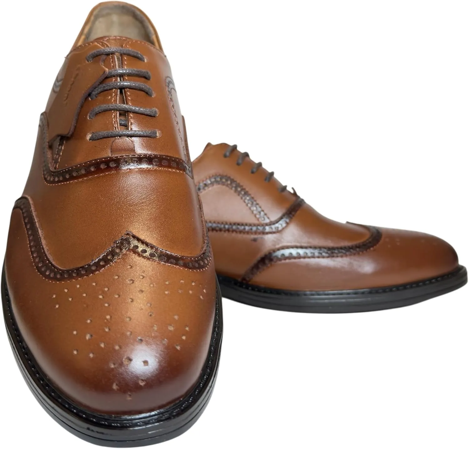 Handmade Men's Dress Shoes - 100% Genuine Leather, Classic Brogue Wingtip Design, Comfortable Formal & Informal Wear.