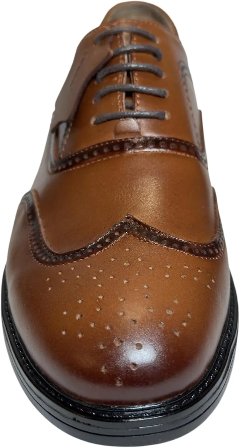 Handmade Men's Dress Shoes - 100% Genuine Leather, Classic Brogue Wingtip Design, Comfortable Formal & Informal Wear.