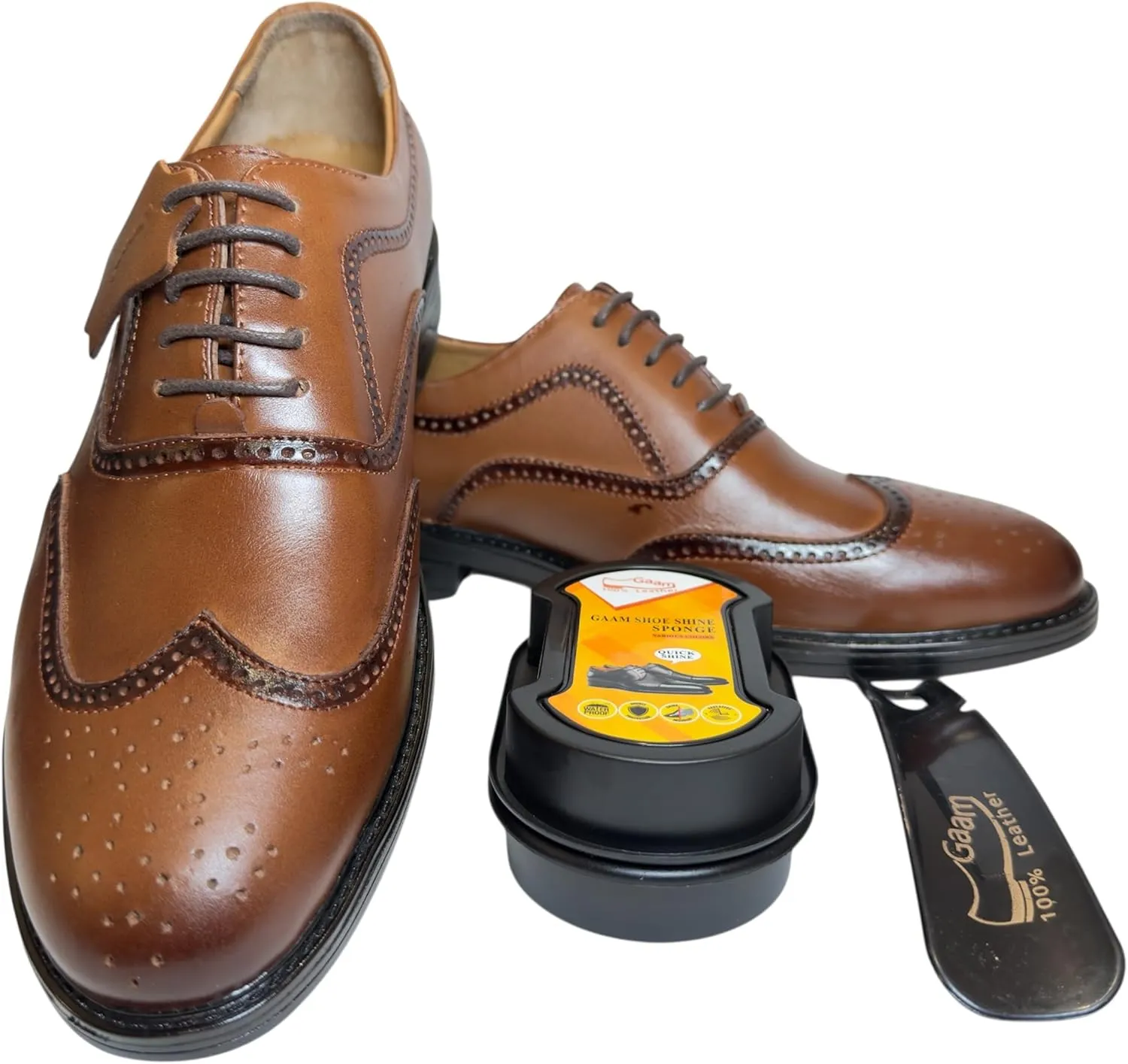 Handmade Men's Dress Shoes - 100% Genuine Leather, Classic Brogue Wingtip Design, Comfortable Formal & Informal Wear.