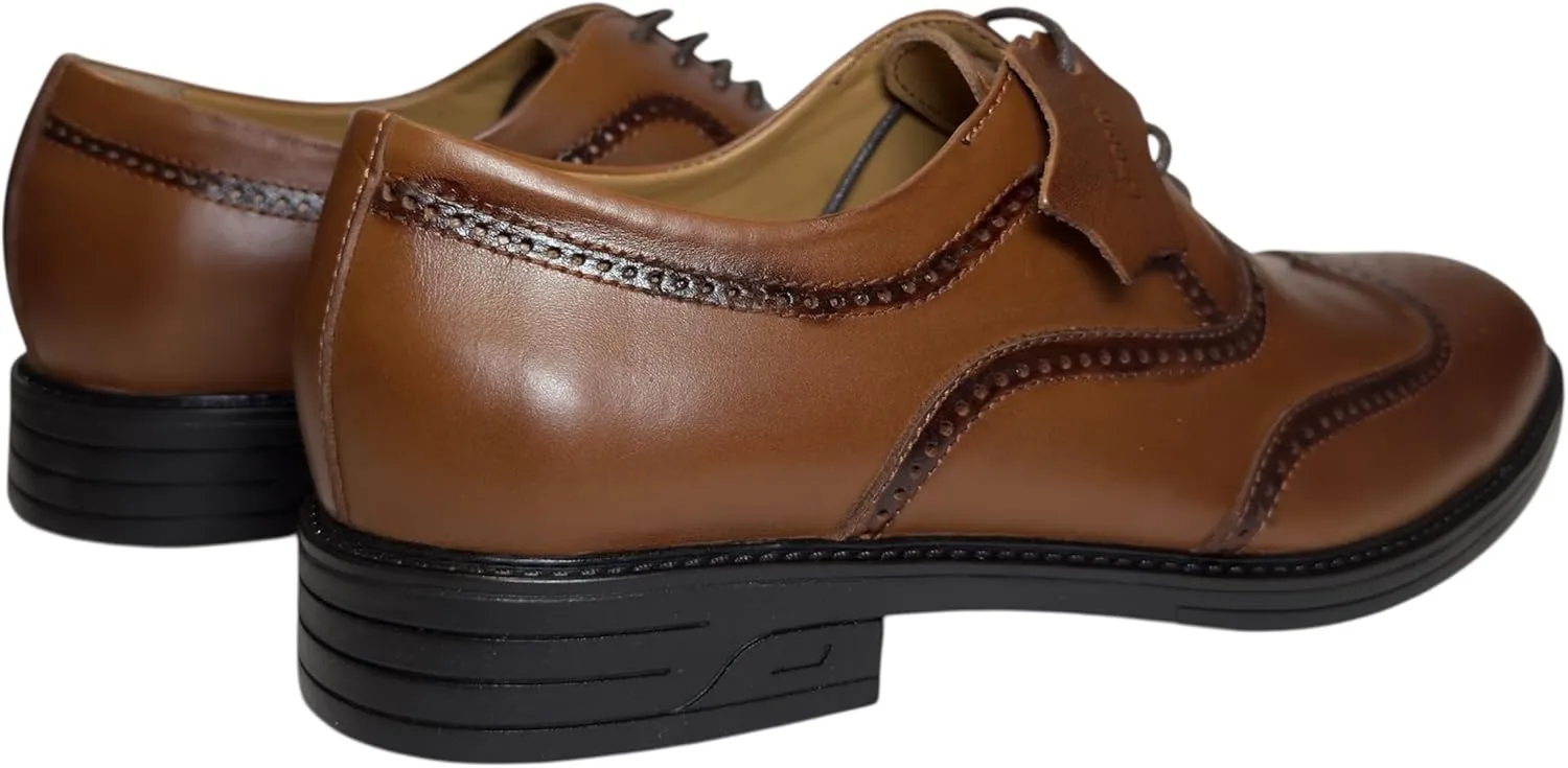 Handmade Men's Dress Shoes - 100% Genuine Leather, Classic Brogue Wingtip Design, Comfortable Formal & Informal Wear.