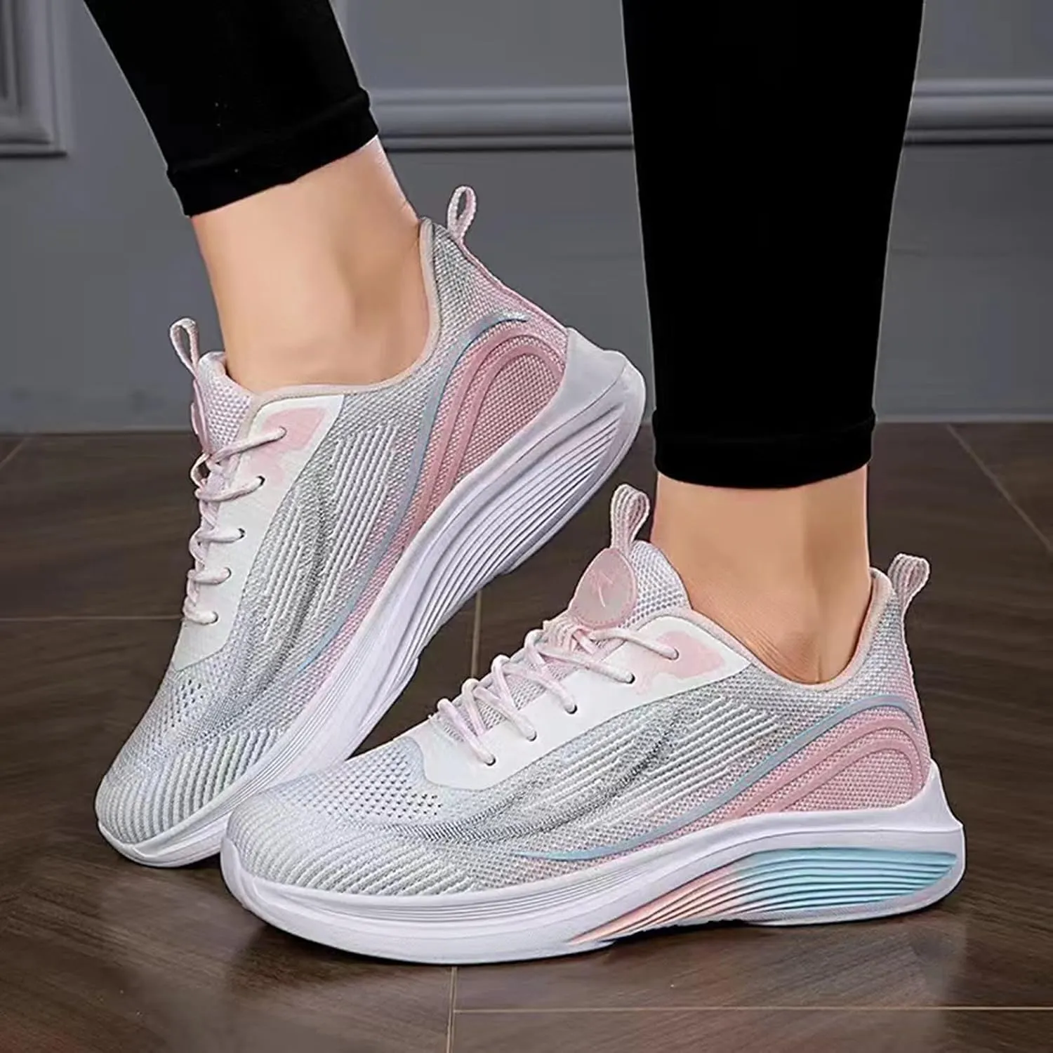HINDOLA Sneakers for Women Running Shoes Lightweight Casual Walking Shoes Breathable Gym Work Fashion Comfortable Non Slip Shoes
