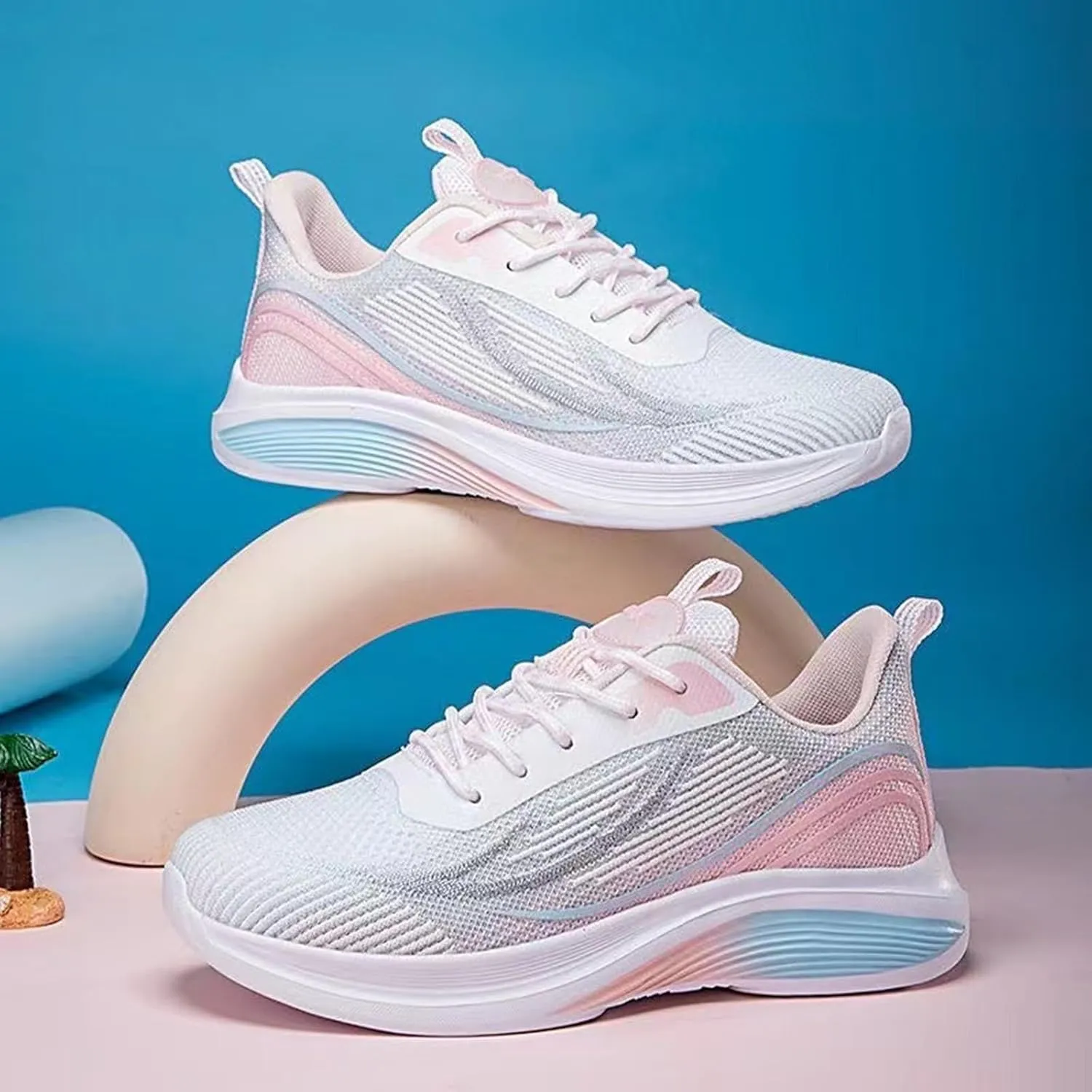 HINDOLA Sneakers for Women Running Shoes Lightweight Casual Walking Shoes Breathable Gym Work Fashion Comfortable Non Slip Shoes