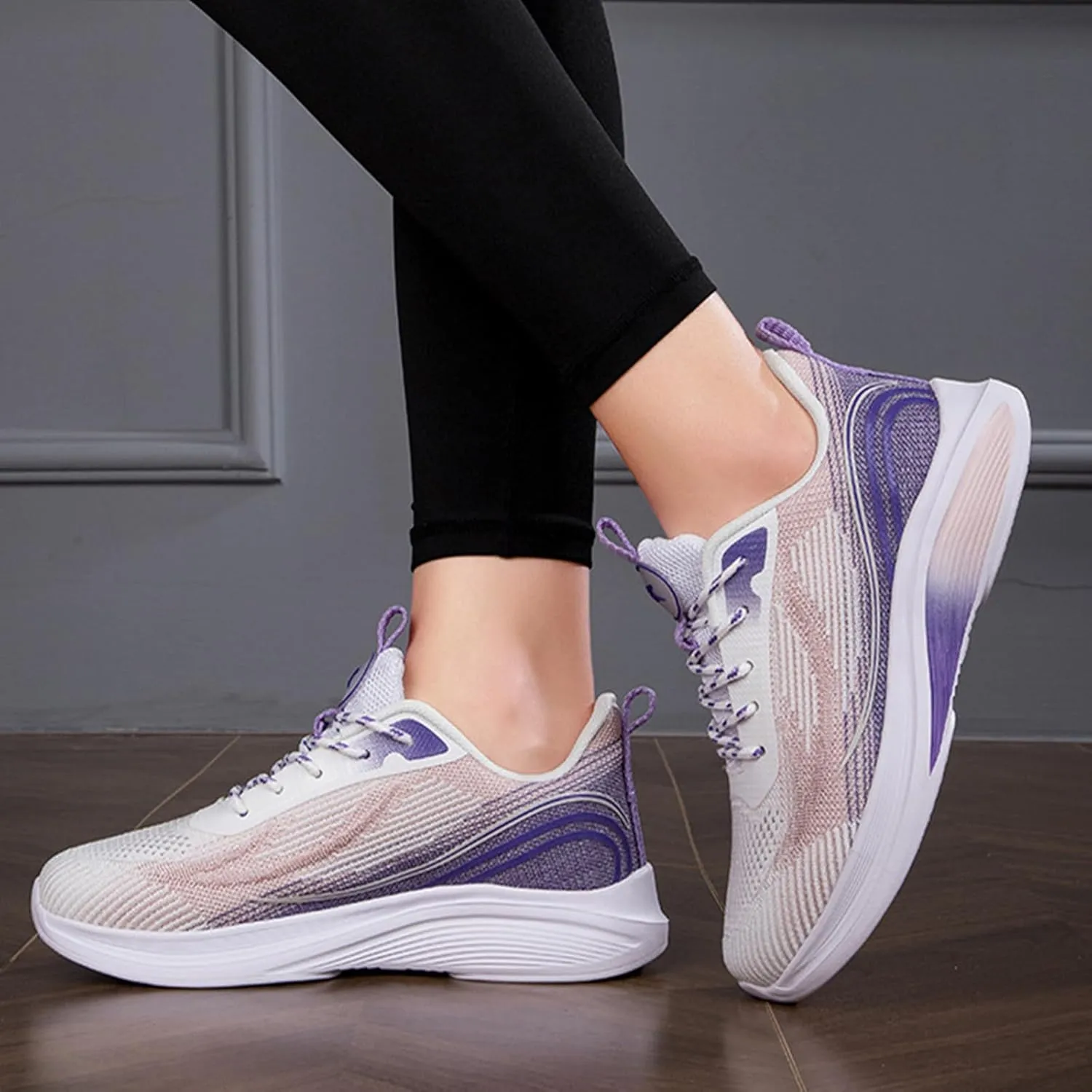 HINDOLA Sneakers for Women Running Shoes Lightweight Casual Walking Shoes Breathable Gym Work Fashion Comfortable Non Slip Shoes