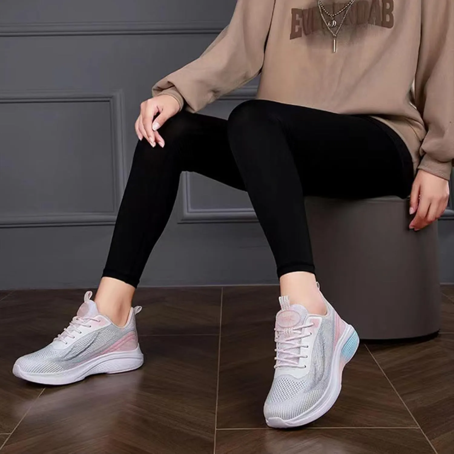 HINDOLA Sneakers for Women Running Shoes Lightweight Casual Walking Shoes Breathable Gym Work Fashion Comfortable Non Slip Shoes