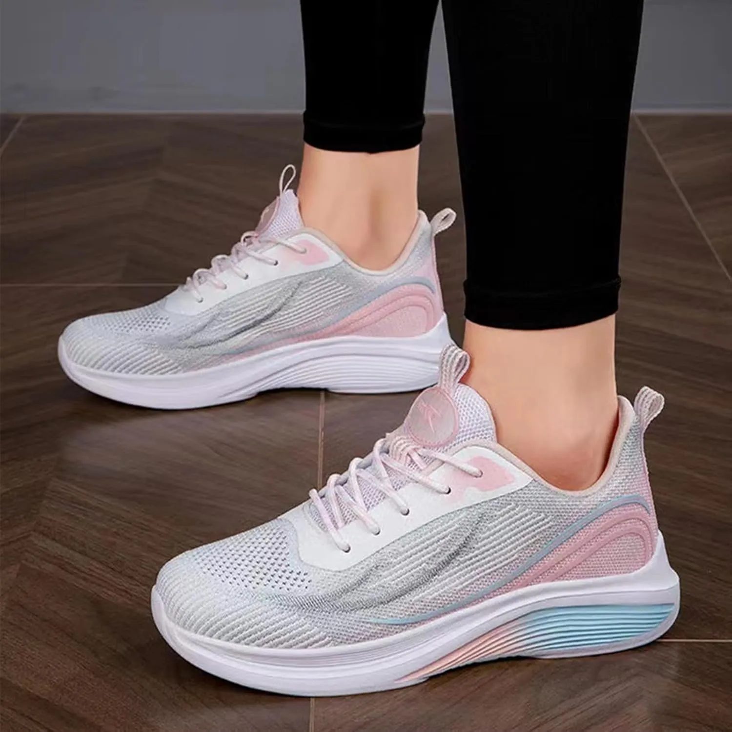 HINDOLA Sneakers for Women Running Shoes Lightweight Casual Walking Shoes Breathable Gym Work Fashion Comfortable Non Slip Shoes