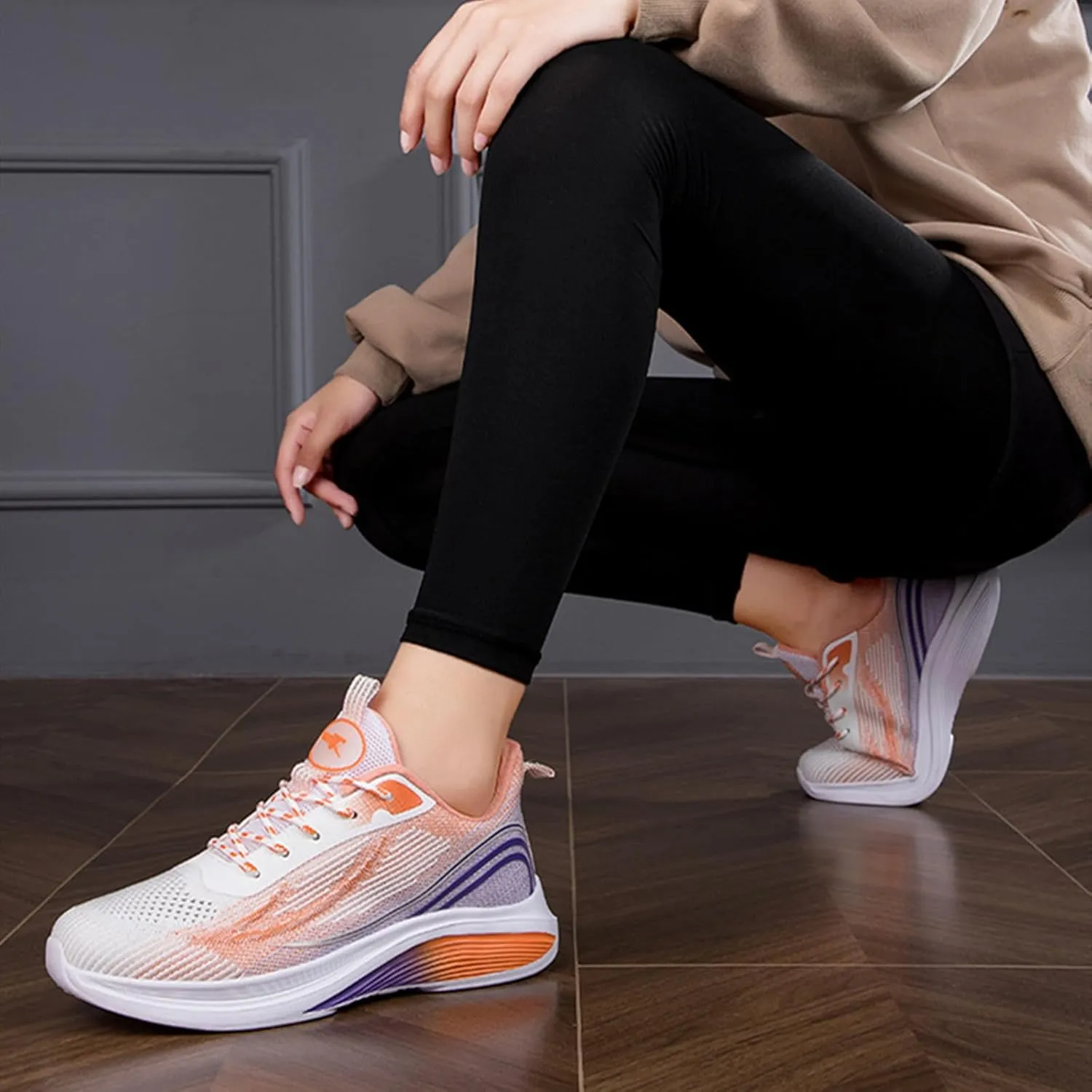 HINDOLA Sneakers for Women Running Shoes Lightweight Casual Walking Shoes Breathable Gym Work Fashion Comfortable Non Slip Shoes