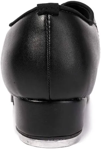 HIPPOSEUS Men's Black Jazz Tap Dance Shoes with Split Sole and Lace Up Hollow Out Breathable