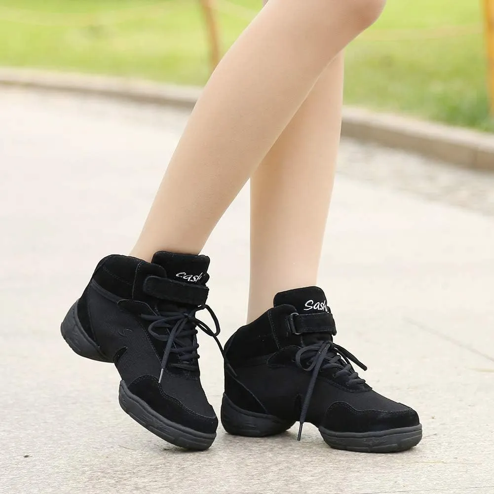 HIPPOSEUS Women's Canvas Dance Sneakers Modern Jazz Fittness Dance Boots with split sole,Model B53