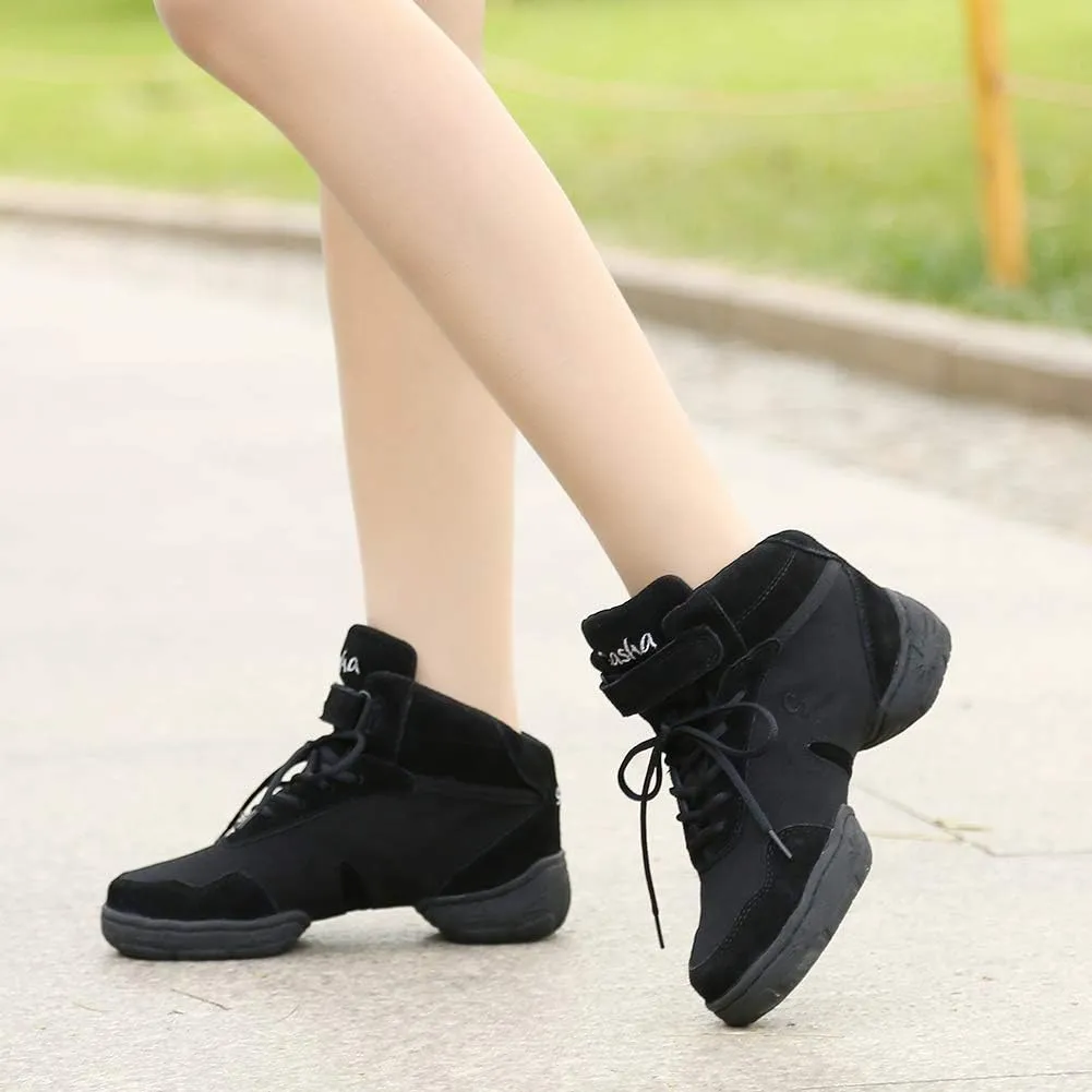 HIPPOSEUS Women's Canvas Dance Sneakers Modern Jazz Fittness Dance Boots with split sole,Model B53