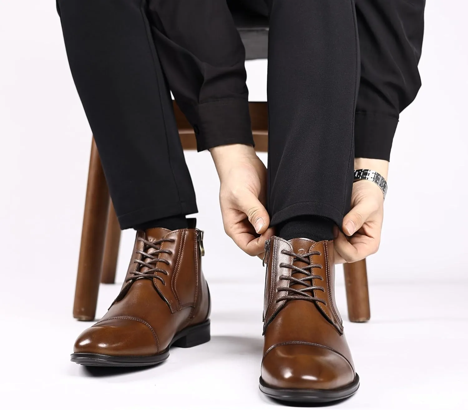 Holy dove Chelsea Boots Men  Genuine Leather,Chelsea Boots for Men with Side Zipper, Casual Slip-On Ankle Boots, Chukka & Oxford Style Dress Boots