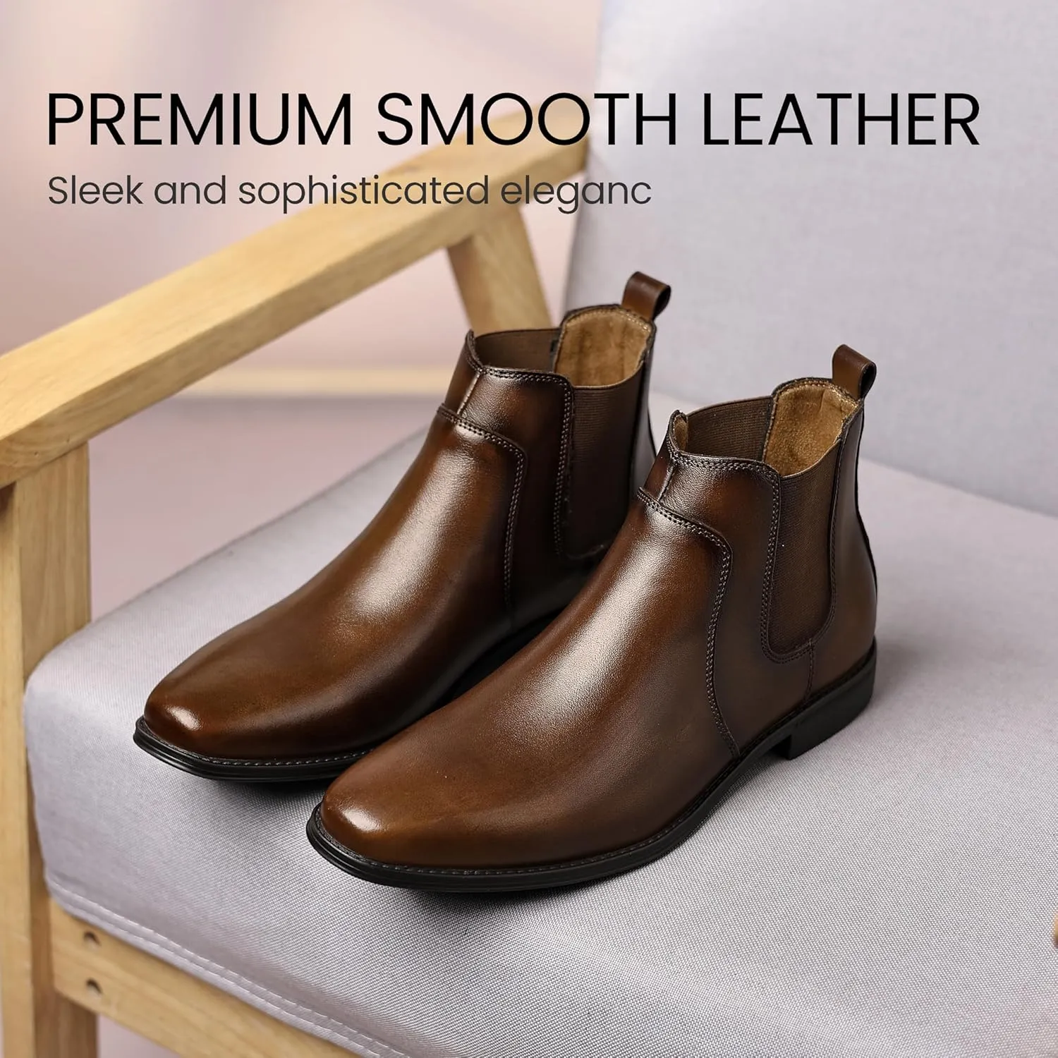 Holy dove Chelsea Boots Men  Genuine Leather,Chelsea Boots for Men with Side Zipper, Casual Slip-On Ankle Boots, Chukka & Oxford Style Dress Boots