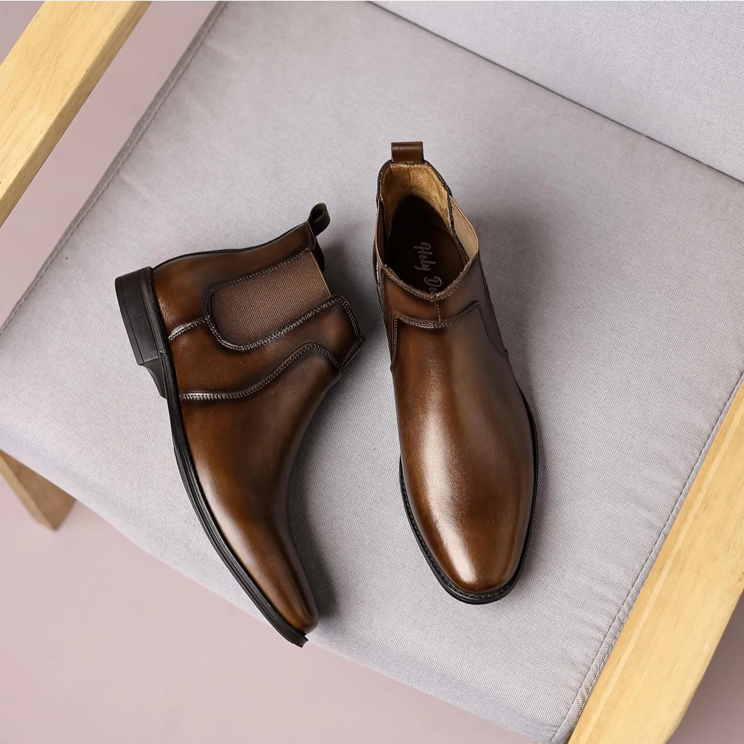 Holy dove Chelsea Boots Men  Genuine Leather,Chelsea Boots for Men with Side Zipper, Casual Slip-On Ankle Boots, Chukka & Oxford Style Dress Boots