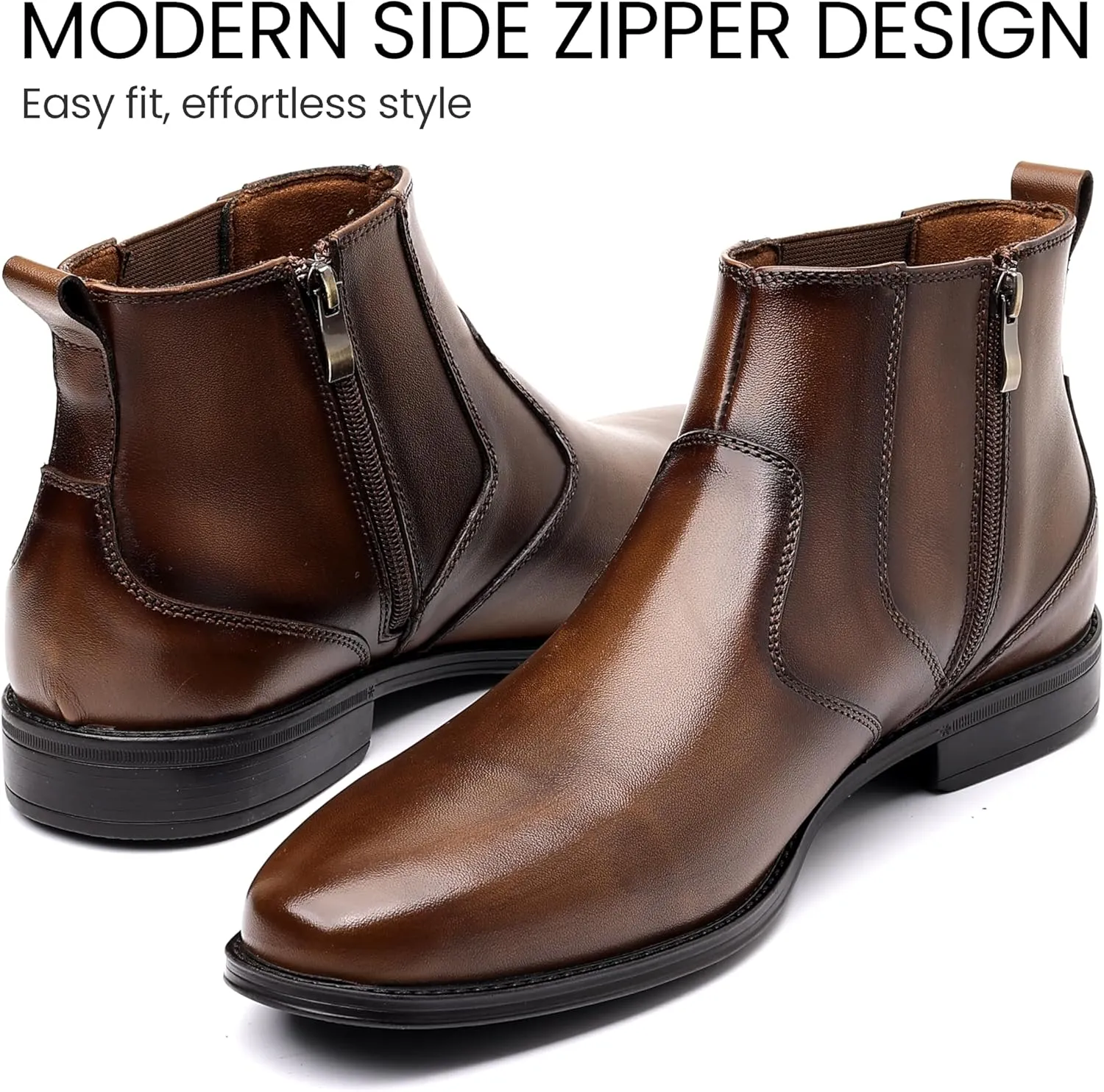 Holy dove Chelsea Boots Men  Genuine Leather,Chelsea Boots for Men with Side Zipper, Casual Slip-On Ankle Boots, Chukka & Oxford Style Dress Boots