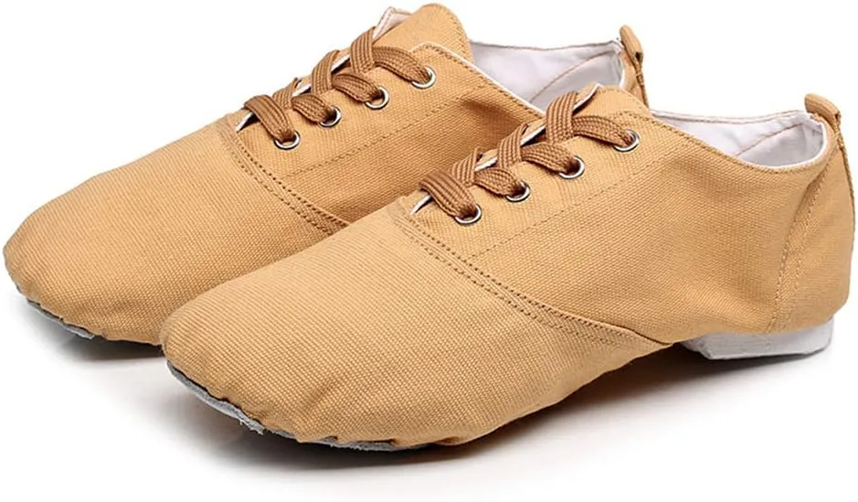 HROYL Leather/Canvas Jazz Shoes lace up Jazz Dancing Shoes,Suitable for Girls/Boys/Women/Men,Model-TJ-DBjazz