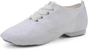 HROYL Leather/Canvas Jazz Shoes lace up Jazz Dancing Shoes,Suitable for Girls/Boys/Women/Men,Model-TJ-DBjazz