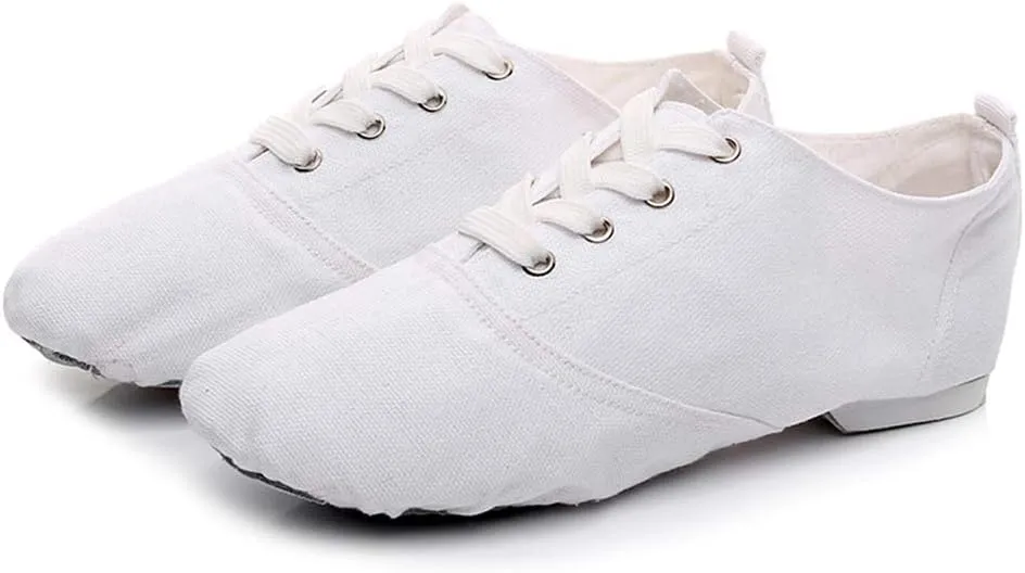 HROYL Leather/Canvas Jazz Shoes lace up Jazz Dancing Shoes,Suitable for Girls/Boys/Women/Men,Model-TJ-DBjazz