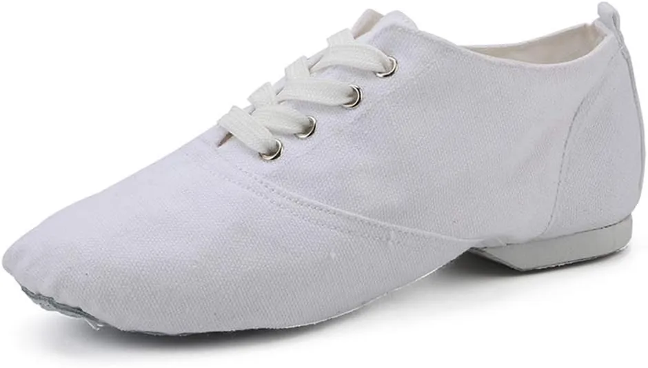 HROYL Leather/Canvas Jazz Shoes lace up Jazz Dancing Shoes,Suitable for Girls/Boys/Women/Men,Model-TJ-DBjazz