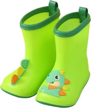 IWIHMIV Girls' Rain Boots Toddler Boys Rubber Rain Boots Non Slip Kids Cartoon Print Water Shoes with Easy-on