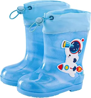 IWIHMIV Toddler Boys Rain Boots Rubber Rain Boots for Kids Outdoor Drawstring Printed Lightweight Rainboots for Girls