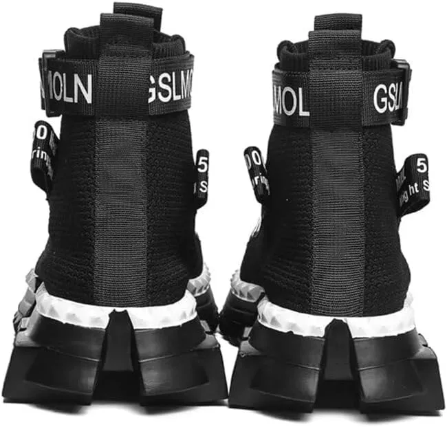 Jakcuz Men's High Top Sneakers Breathable Gym Athletic Running Walking Tennis Boy Comfortable Fashion Platform Shoes