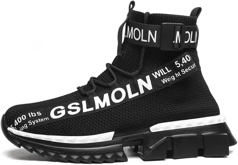 Jakcuz Men's High Top Sneakers Breathable Gym Athletic Running Walking Tennis Boy Comfortable Fashion Platform Shoes