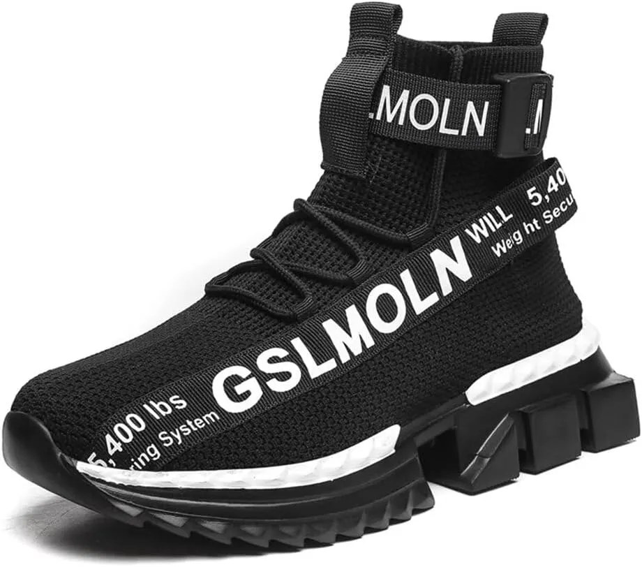 Jakcuz Men's High Top Sneakers Breathable Gym Athletic Running Walking Tennis Boy Comfortable Fashion Platform Shoes
