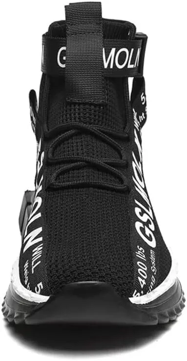 Jakcuz Men's High Top Sneakers Breathable Gym Athletic Running Walking Tennis Boy Comfortable Fashion Platform Shoes