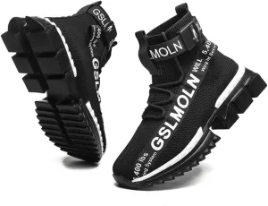 Jakcuz Men's High Top Sneakers Breathable Gym Athletic Running Walking Tennis Boy Comfortable Fashion Platform Shoes