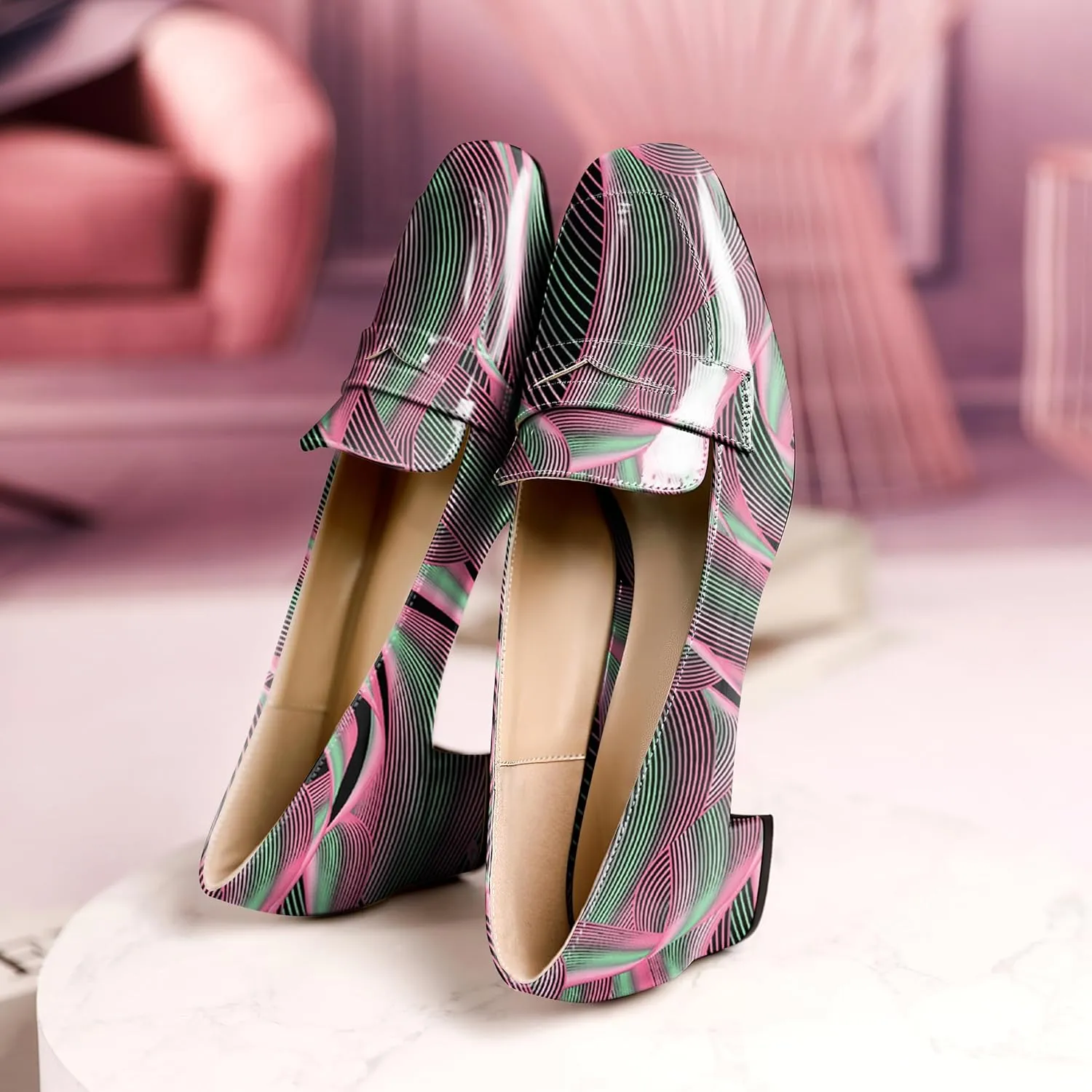 Joseywade Women Low Block Chunky Heel Pumps Slip On 1.5 Inch Square Toe Comfort Shoes