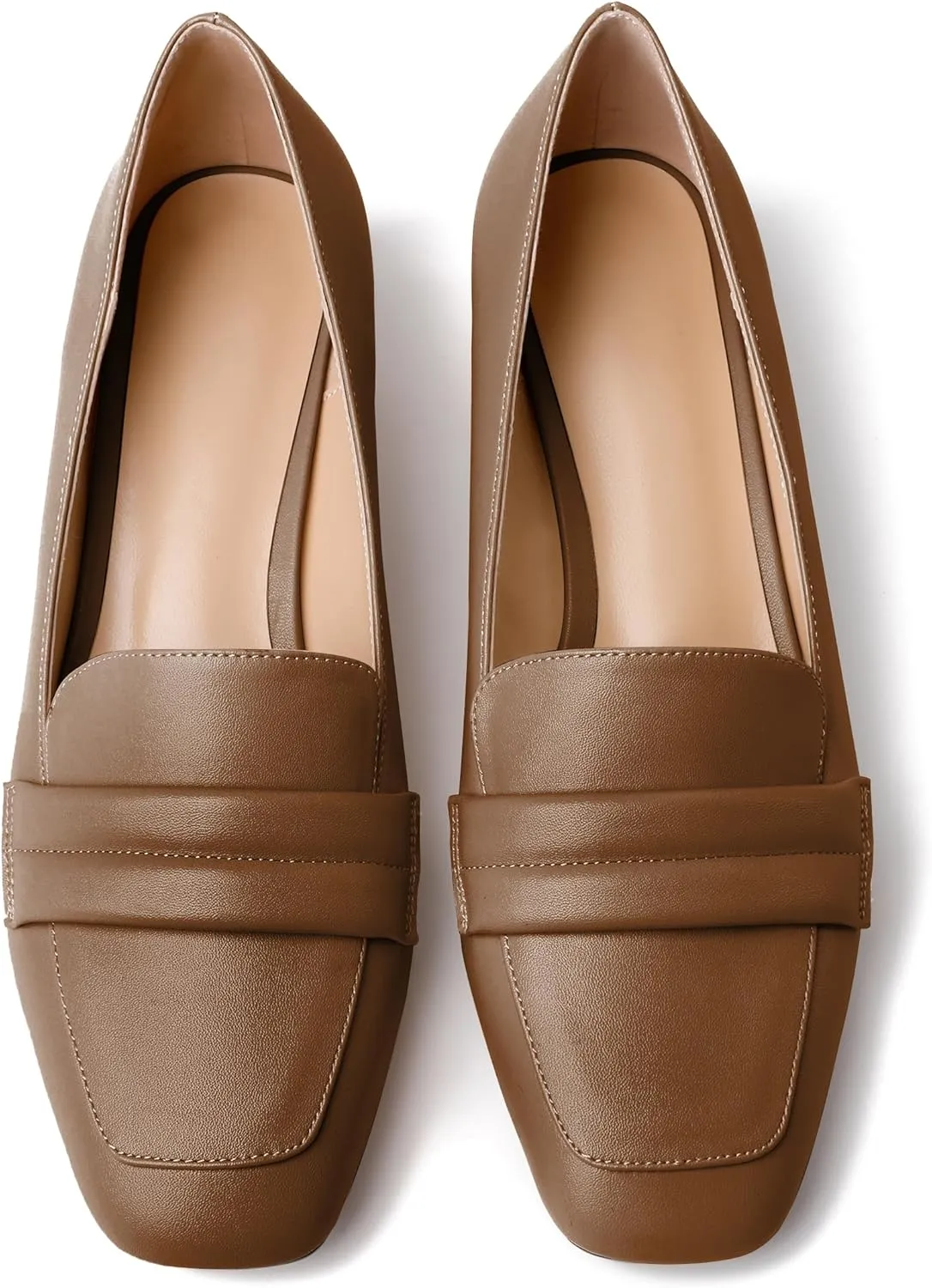 Joseywade Women Low Block Chunky Heel Pumps Square Toe Slip On 1.5'' Closed Toe Loafer Shoes for Wedding Office Evening Workplace