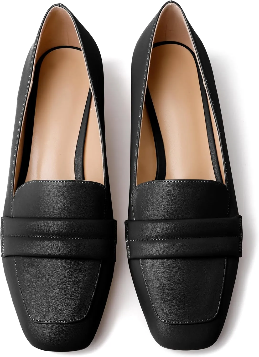 Joseywade Women Low Block Chunky Heel Pumps Square Toe Slip On 1.5'' Closed Toe Loafer Shoes for Wedding Office Evening Workplace