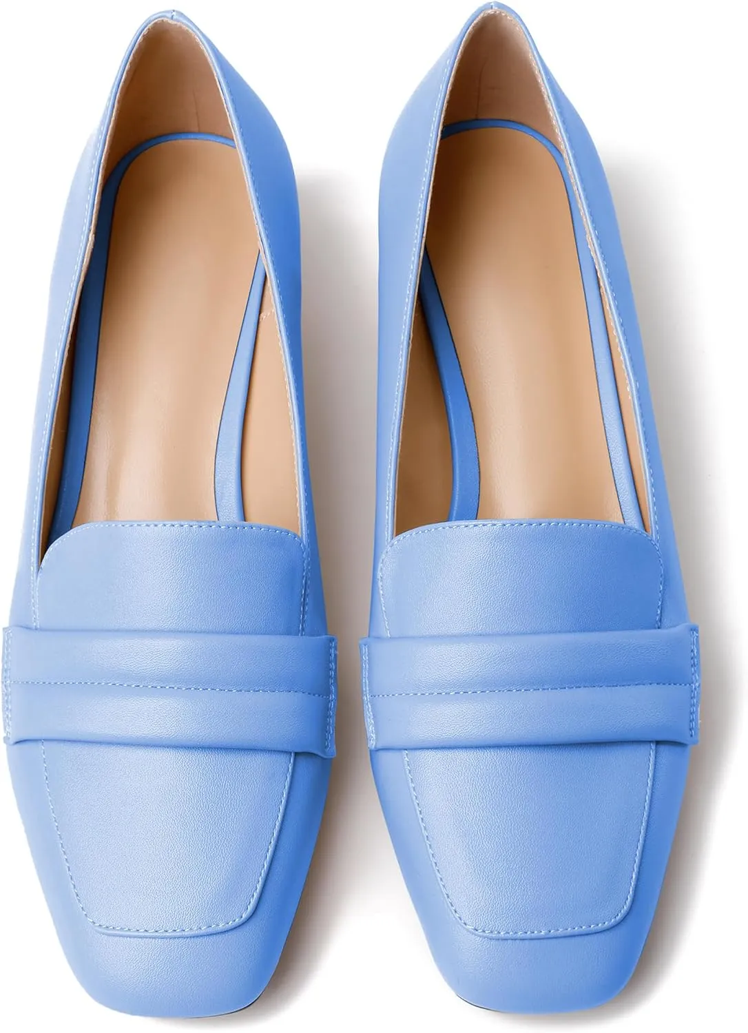 Joseywade Women Low Block Chunky Heel Pumps Square Toe Slip On 1.5'' Closed Toe Loafer Shoes for Wedding Office Evening Workplace