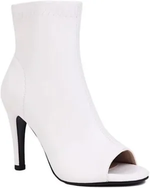 JXUZY Jazz Modern Pole Dance Ankle Boots for Women Peep Toe Stiletto Prom Shoes