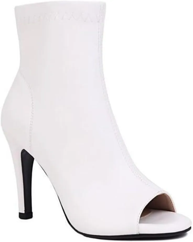 JXUZY Jazz Modern Pole Dance Ankle Boots for Women Peep Toe Stiletto Prom Shoes
